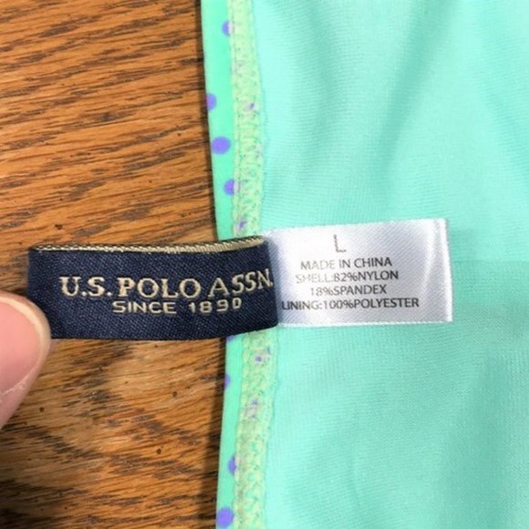 U.S. Polo Assn. Womens Bikini Swim Bottoms Size Large Dots Sea Green Purple - Picture 5 of 6